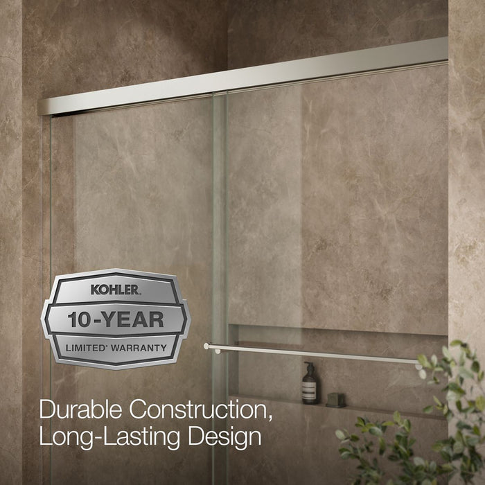 KOHLER K-707002-L Revel 62" H sliding bath door with 5/16"-thick glass, anodized brushed nickel - view 5