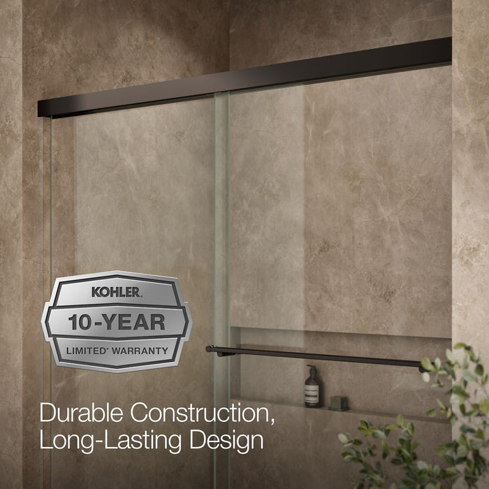 KOHLER K-707002-L Revel 62" H sliding bath door with 5/16"-thick glass, anodized dark bronze - view 5