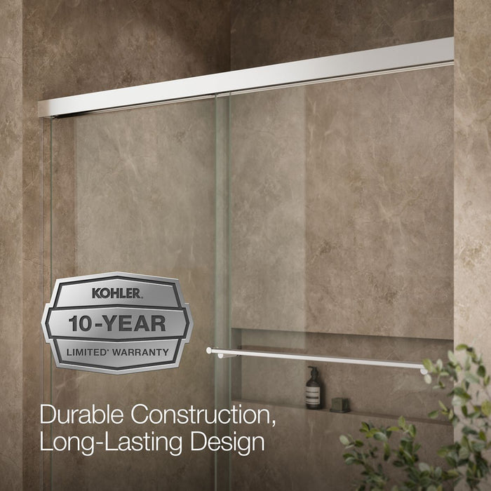 KOHLER K-707002-L Revel 62" H sliding bath door with 5/16"-thick glass, bright polished silver - view 5