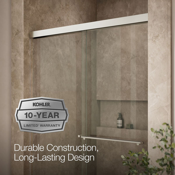 KOHLER K-707100-L Revel Sliding shower door, 70" H x 44-5/8 - 47-5/8" W, with 1/4" thick Crystal Clear glass, anodized...