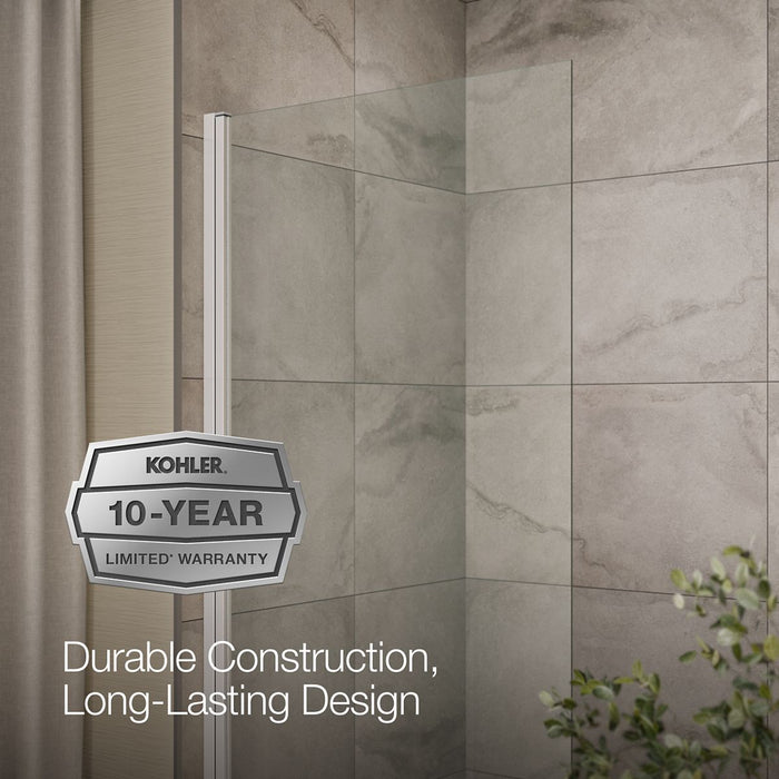 Kohler Aerie Bath screen, 56-15/16" x 32" W with 1/4" thick Crystal Clear glass and square corner
