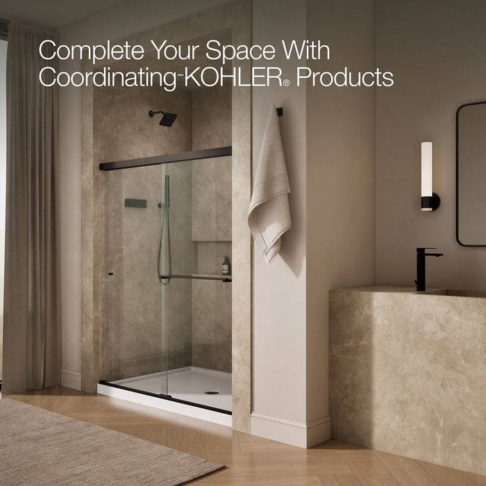 KOHLER K-707200-L Revel Sliding shower door, 70" H x 56-5/8 - 59-5/8" W, with 1/4" thick Crystal Clear glass, anodized...