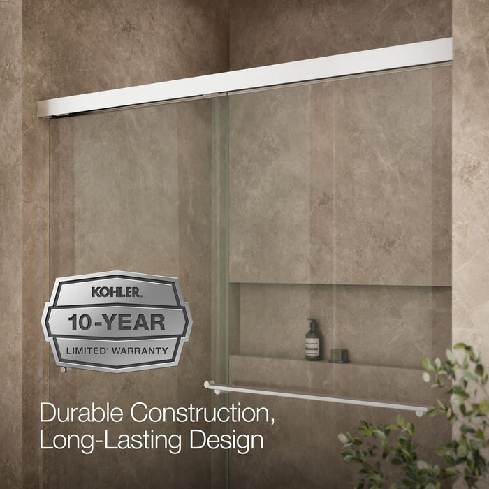 KOHLER K-707200-L Revel Sliding shower door, 70" H x 56-5/8 - 59-5/8" W, with 1/4" thick Crystal Clear glass, bright...