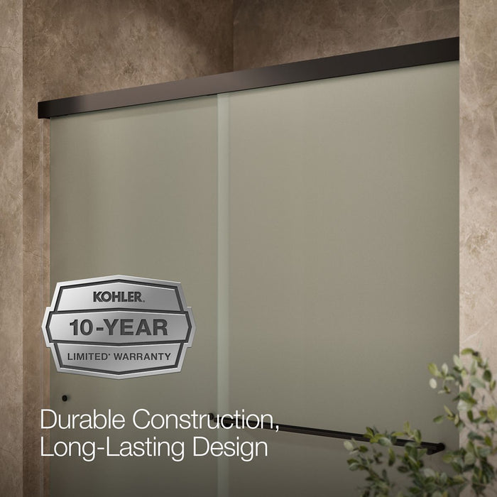 Kohler Revel Sliding shower door, 76" H x 56-5/8 - 59-5/8" W, with 5/16" thick Frosted glass