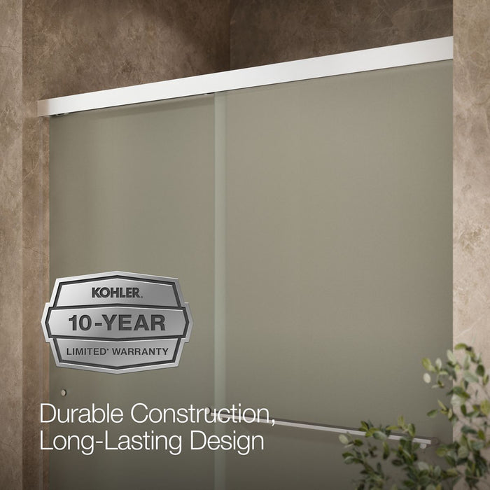Kohler Revel Sliding shower door, 76" H x 56-5/8 - 59-5/8" W, with 5/16" thick Frosted glass