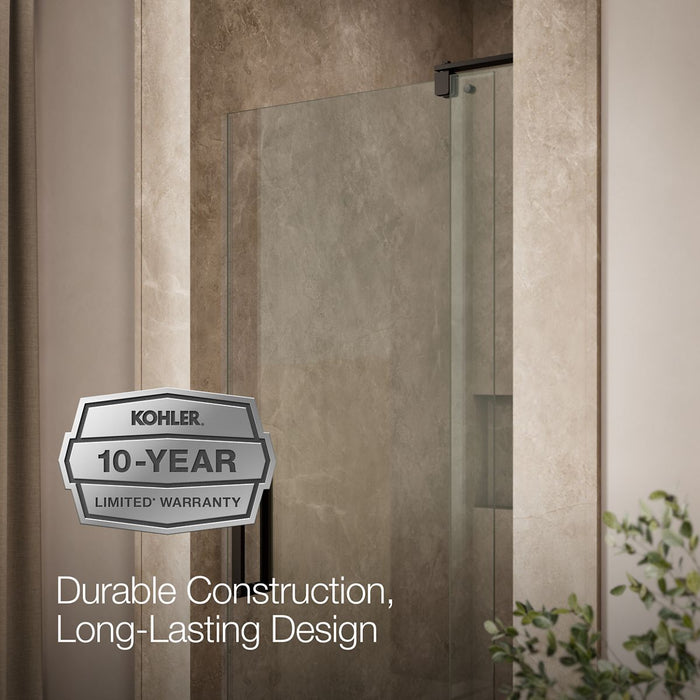 KOHLER K-707510-L Revel Pivot shower door, 70" H x 31-1/8 - 36" W, with 1/4" thick Crystal Clear glass, anodized dark...