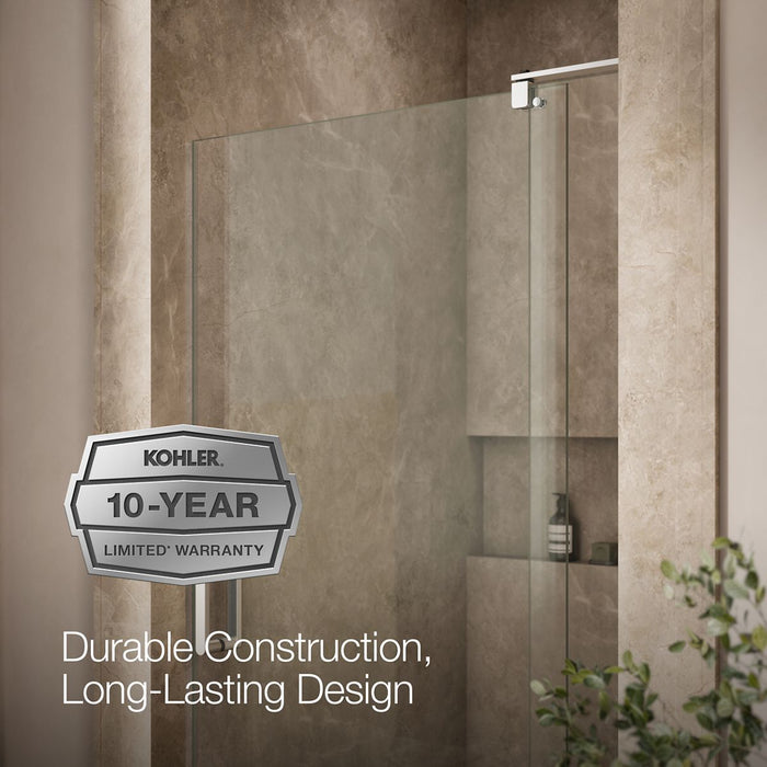 KOHLER K-707531-L Revel Pivot shower door, 70" H x 35-1/8 - 40" W, with 5/16" thick Crystal Clear glass, bright polished...