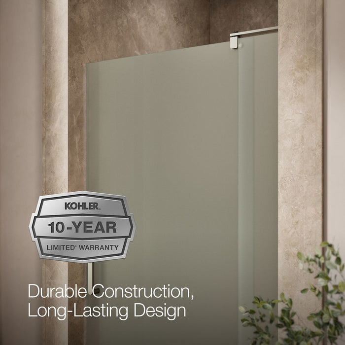 KOHLER K-707541-D3 Revel Pivot shower door, 70" H x 39-1/8 - 44" W, with 5/16" thick Frosted glass, anodized brushed...