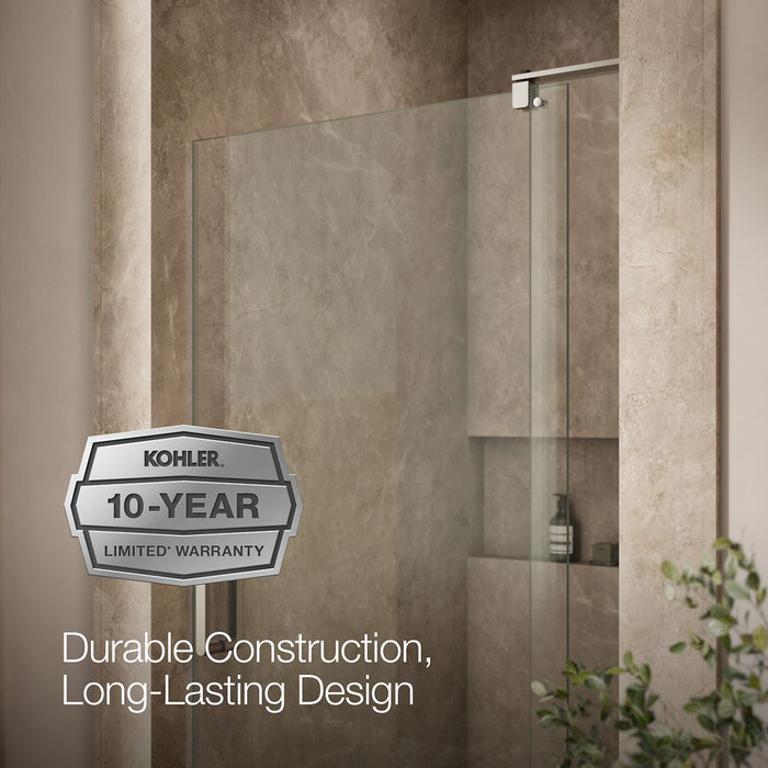 KOHLER K-707541-L Revel Pivot shower door, 70" H x 39-1/8 - 44" W, with 5/16" thick Crystal Clear glass, anodized brushed...