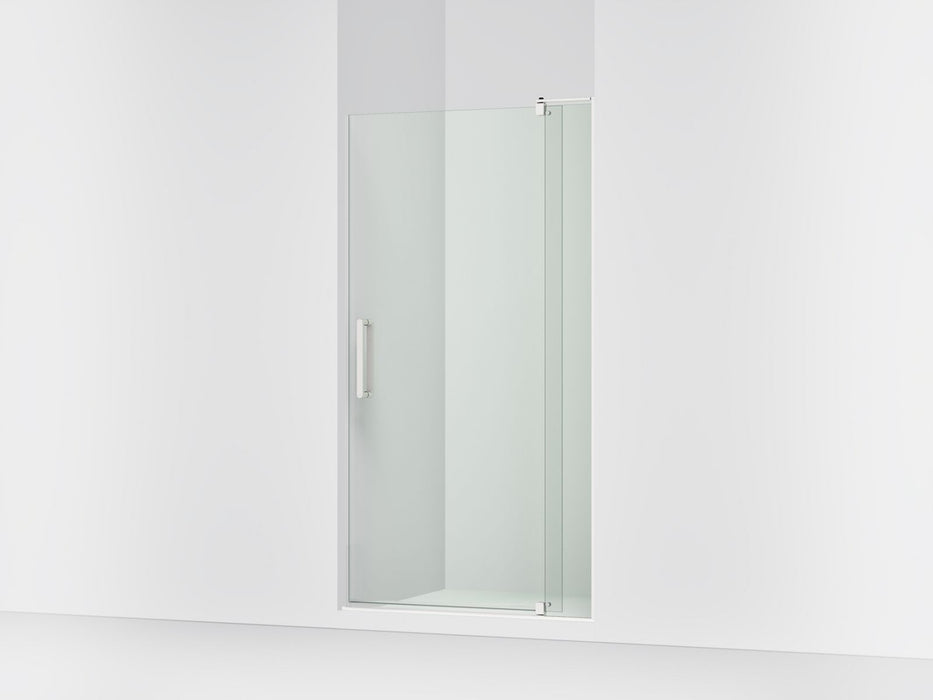 KOHLER K-707546-L Revel Pivot shower door, 74" H x 39-1/8 - 44" W, with 5/16" thick Crystal Clear glass, bright polished...