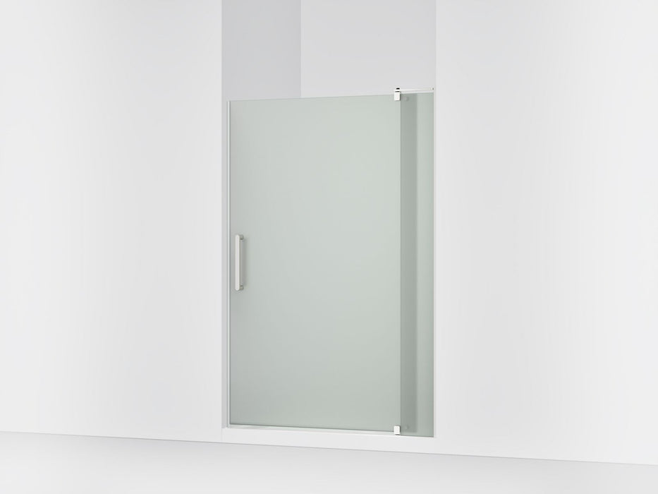 KOHLER K-707551-D3 Revel Pivot shower door, 70" H x 43-1/8 - 48" W, with 5/16" thick Frosted glass, bright polished silver