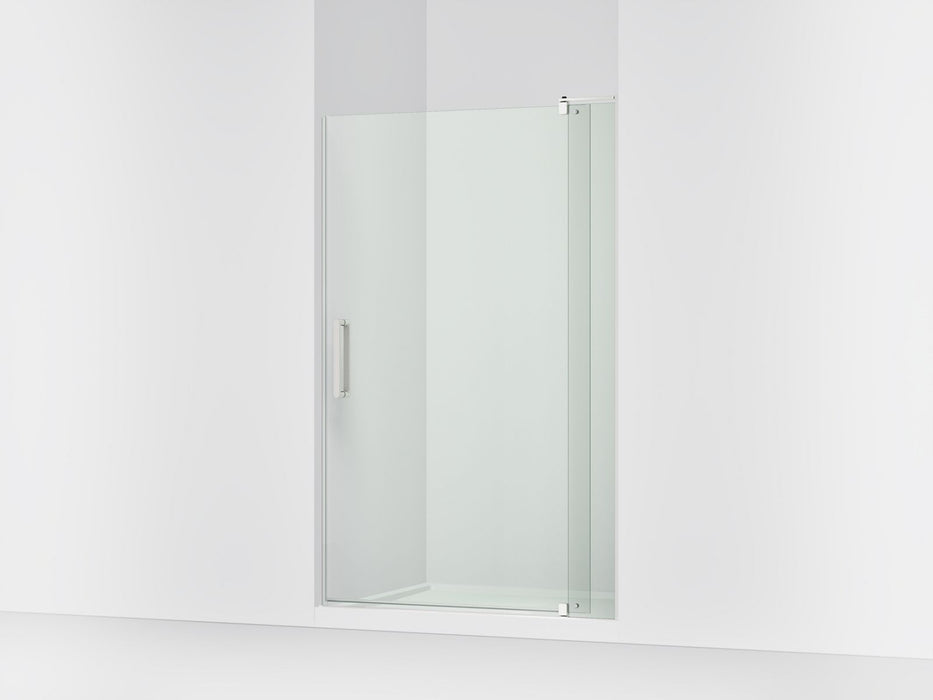 KOHLER K-707556-L Revel Pivot shower door, 74" H x 43-1/8 - 48" W, with 5/16" thick Crystal Clear glass, bright polished...