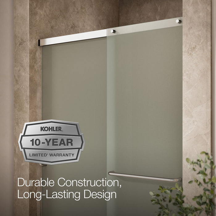 KOHLER K-707606-6D3 Elate Sliding shower door, 70-1/2" H x 44-1/4 - 47-5/8" W, with 1/4" thick Frosted glass, bright...
