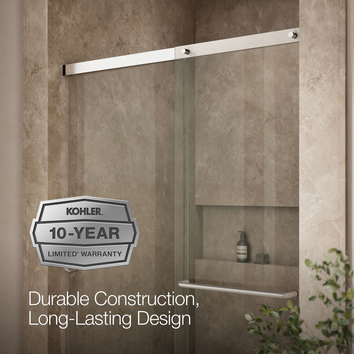 KOHLER K-707606-6L Elate Sliding shower door, 70-1/2" H x 44-1/4 - 47-5/8" W, with 1/4" thick Crystal Clear glass, bright...