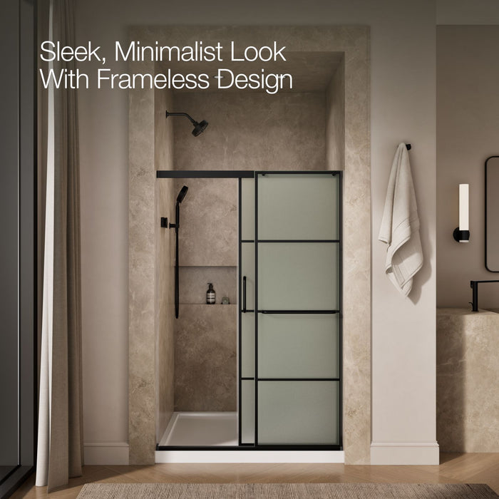 KOHLER K-707606-6G80 Elate Sliding shower door, 70-1/2" H x 44-1/4 - 47-5/8" W, with 1/4" thick Frosted glass with recta