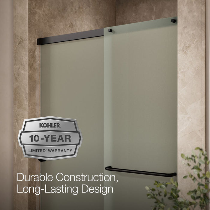 KOHLER K-707607-6D3 Elate Sliding shower door, 70-1/2" H x 50-1/4 - 53-5/8" W, with 1/4" thick Frosted glass, matte black...