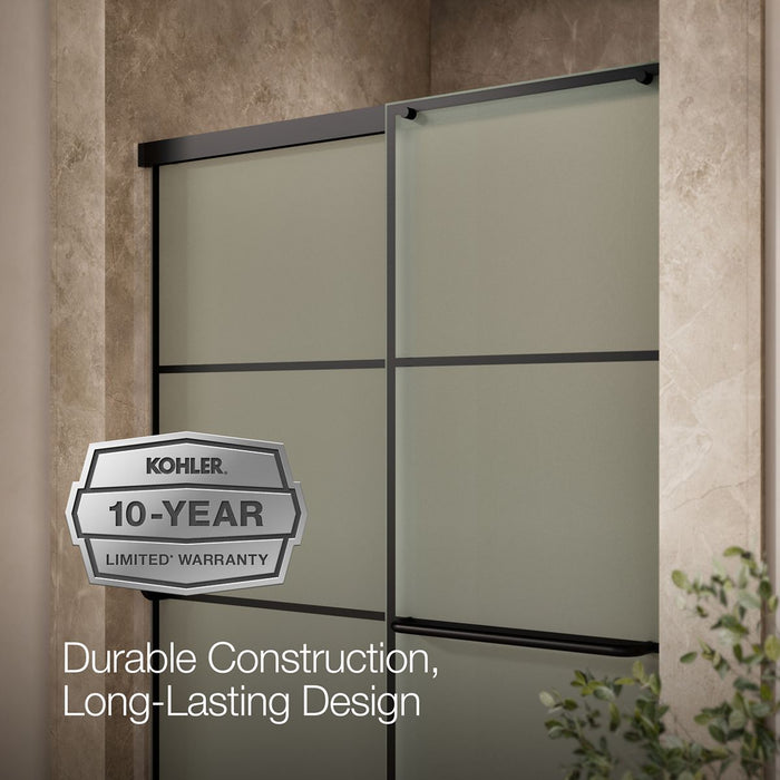 KOHLER K-707607-6G80 Elate Sliding shower door, 70-1/2" H x 50-1/4 - 53-5/8" W, with 1/4" thick Frosted glass with...