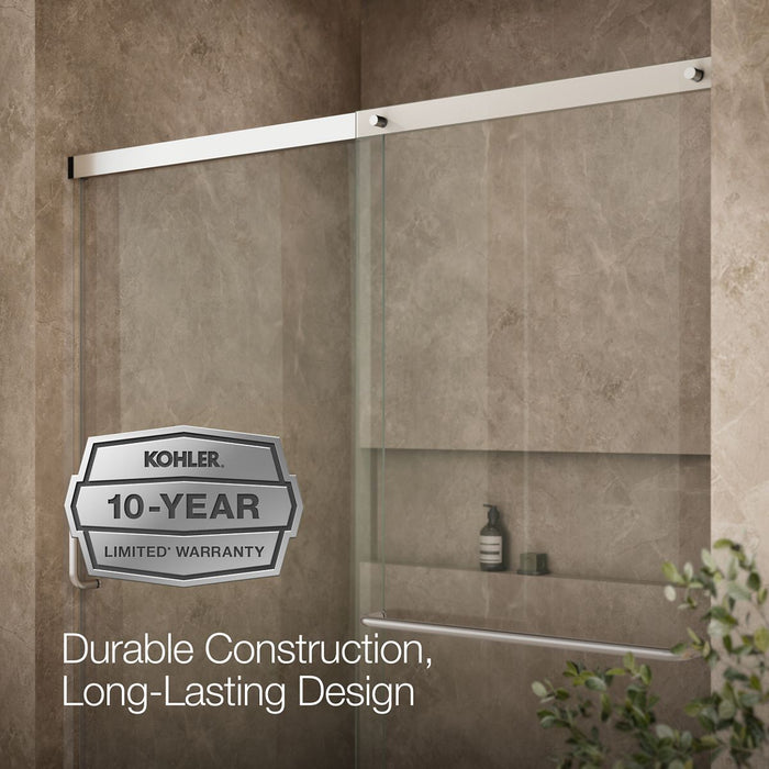 KOHLER K-707608-6L Elate Sliding shower door, 70-1/2" H x 56-1/4 - 59-5/8" W, with 1/4" thick Crystal Clear glass