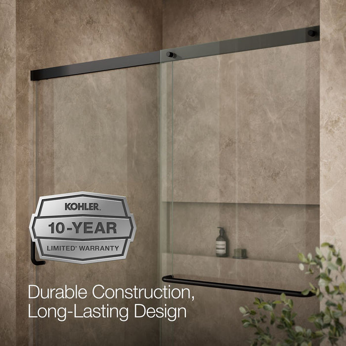 KOHLER K-707608-6L Elate Sliding shower door, 70-1/2" H x 56-1/4 - 59-5/8" W, with 1/4" thick Crystal Clear glass