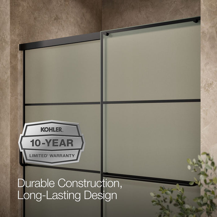 KOHLER K-707609-6G80 Elate Sliding bath door, 56-3/4" H x 56-1/4 - 59-5/8" W, with 1/4" thick Frosted glass with...