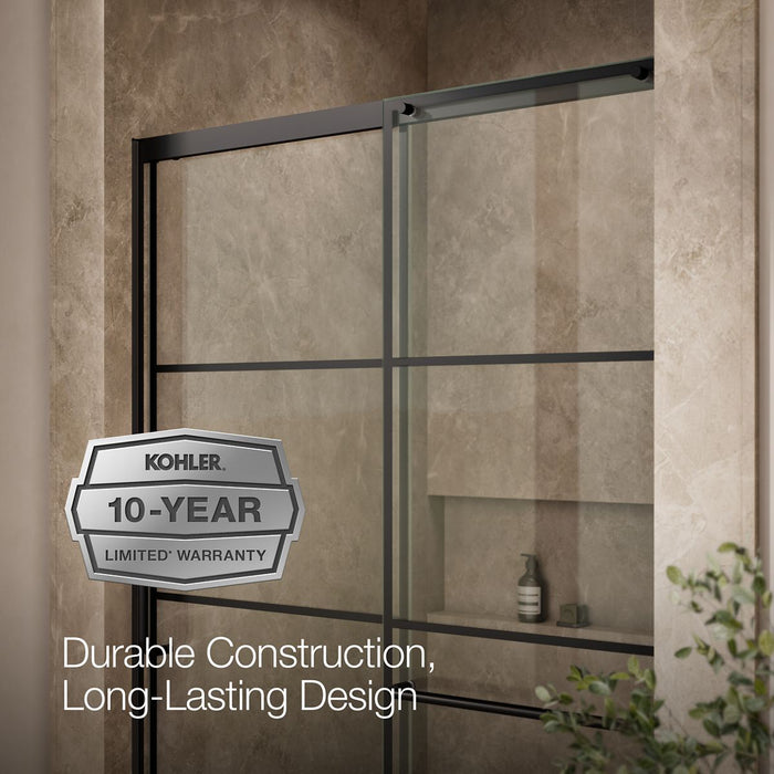 KOHLER K-707614-8G79 Elate Sliding shower door, 75-1/2" H x 50-1/4 - 53-5/8" W, with heavy 5/16" thick Crystal Clear...