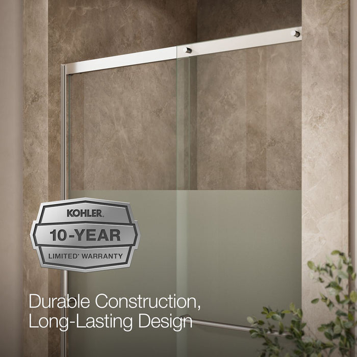 KOHLER K-707614-8G81 Elate Sliding shower door, 75-1/2" H x 50-1/4 - 53-5/8" W, with heavy 5/16" thick Crystal Clear...