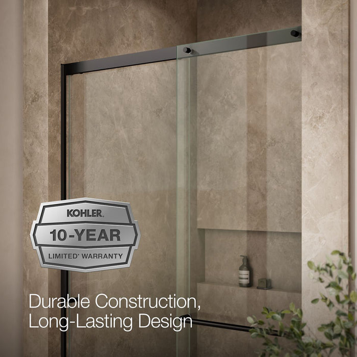 KOHLER K-707614-8L Elate Sliding shower door, 75-1/2" H x 50-1/4 - 53-5/8" W, with heavy 5/16" thick Crystal Clear glass,...