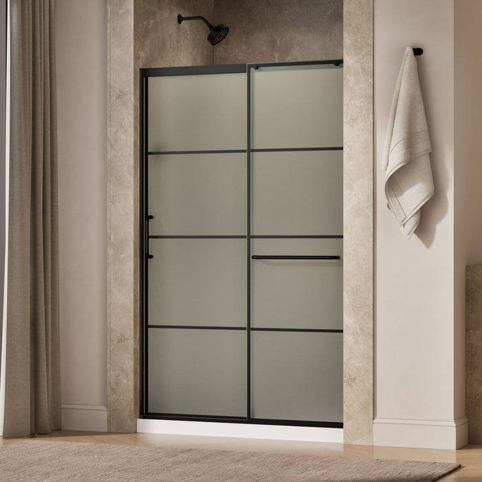 KOHLER K-707614-8G80 Elate Sliding shower door, 75-1/2" H x 50-1/4 - 53-5/8" W, with heavy 5/16" thick Frosted glass wit