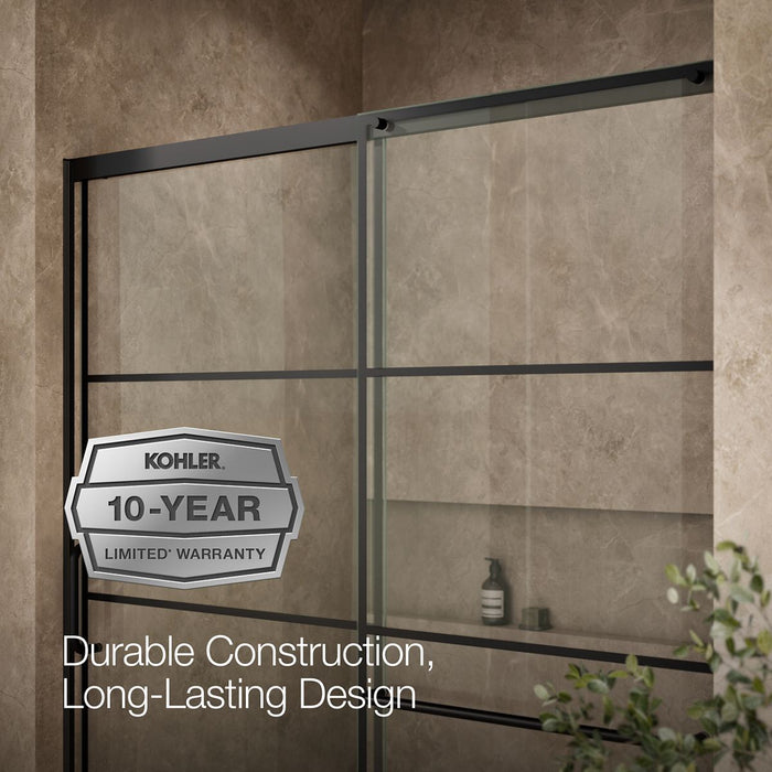 KOHLER K-707615-8G79 Elate Sliding shower door, 75-1/2" H x 56-1/4 - 59-5/8" W, with heavy 5/16" thick Crystal Clear...