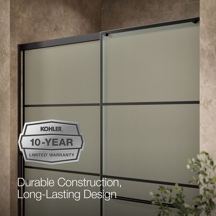 KOHLER K-707615-8G80 Elate Sliding shower door, 75-1/2" H x 56-1/4 - 59-5/8" W, with heavy 5/16" thick Frosted glass with...