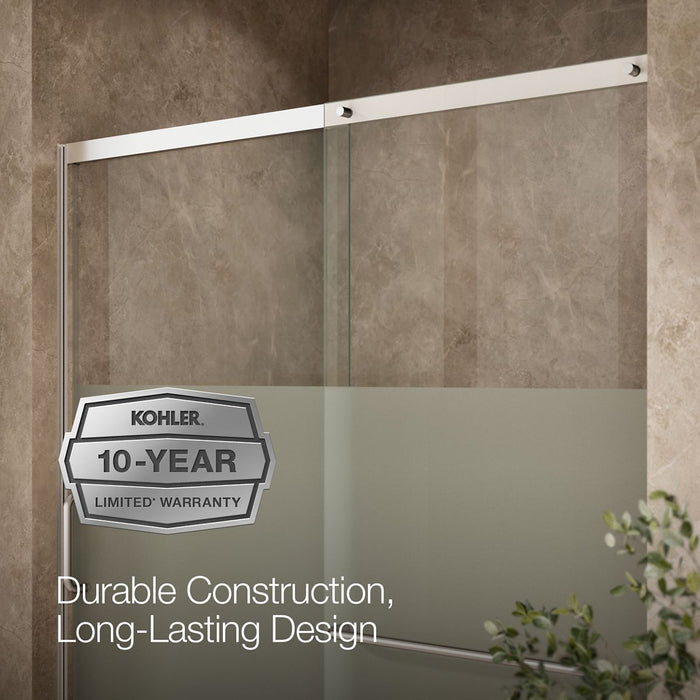 KOHLER K-707615-8G81 Elate Sliding shower door, 75-1/2" H x 56-1/4 - 59-5/8" W, with heavy 5/16" thick Crystal Clear...