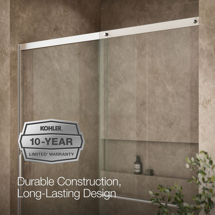 KOHLER K-707615-8L Elate Tall 75-1/2" H sliding shower door with 5/16"-thick glass, bright silver - view 2