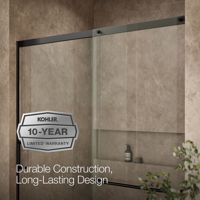 KOHLER K-707615-8L Elate Tall 75-1/2" H sliding shower door with 5/16"-thick glass, matte black - view 5