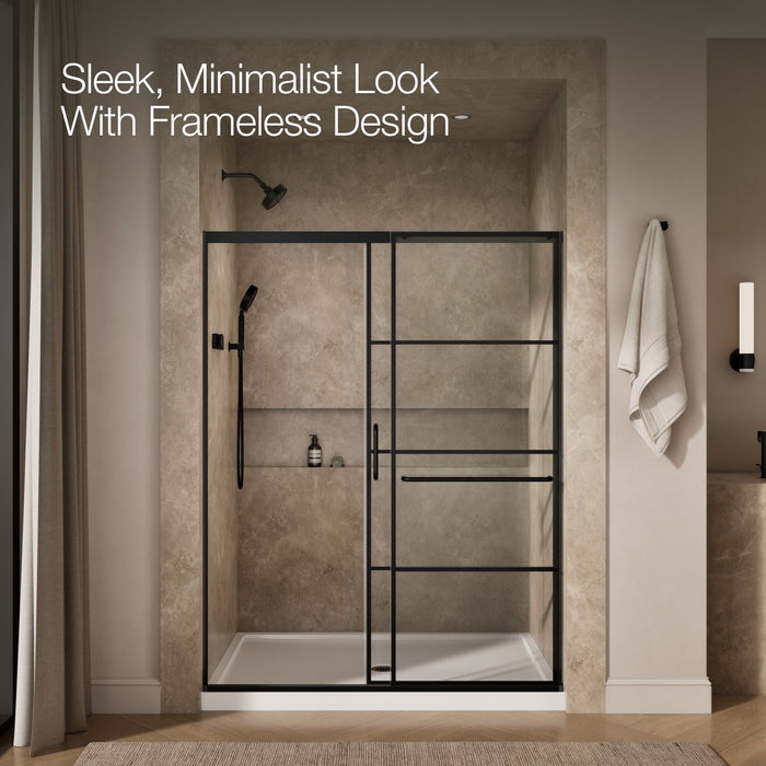 KOHLER K-707616-8G79 Elate Sliding shower door, 75-1/2" H x 62-1/4 - 65-5/8" W, with heavy 5/16" thick Crystal Clear gla