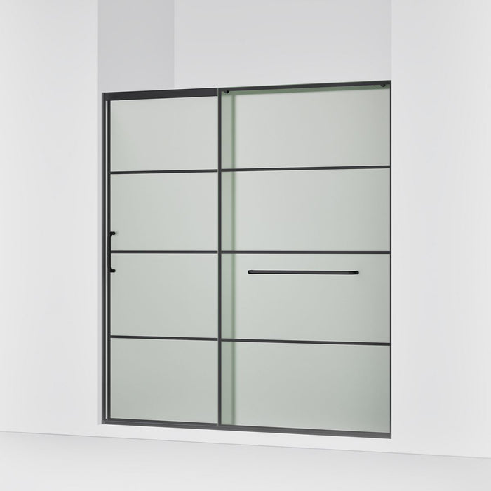 KOHLER K-707617-8G80 Elate Sliding shower door, 75-1/2" H x 68-1/4 - 71-5/8" W, with heavy 5/16" thick Frosted glass with rectangular grille pattern