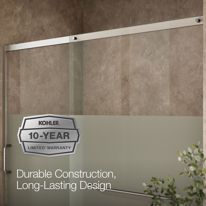 KOHLER K-707617-8G81 Elate Sliding shower door, 75-1/2" H x 68-1/4 - 71-5/8" W, with heavy 5/16" thick Crystal Clear...