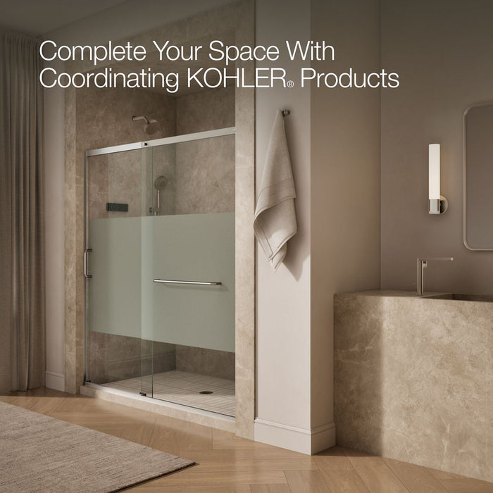 KOHLER K-707617-8G81 Elate Sliding shower door, 75-1/2" H x 68-1/4 - 71-5/8" W, with heavy 5/16" thick Crystal Clear...