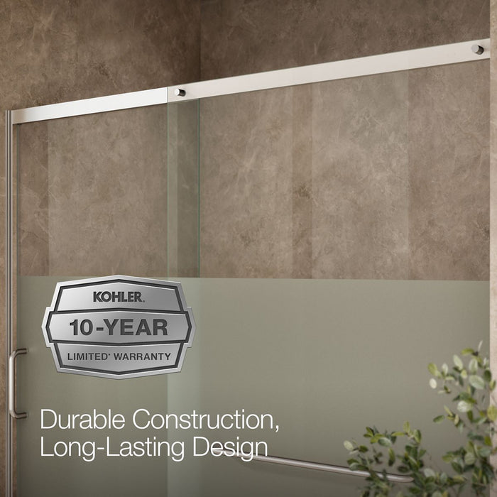 KOHLER K-707617-8G81 Elate Sliding shower door, 75-1/2" H x 68-1/4 - 71-5/8" W, with heavy 5/16" thick Crystal Clear...