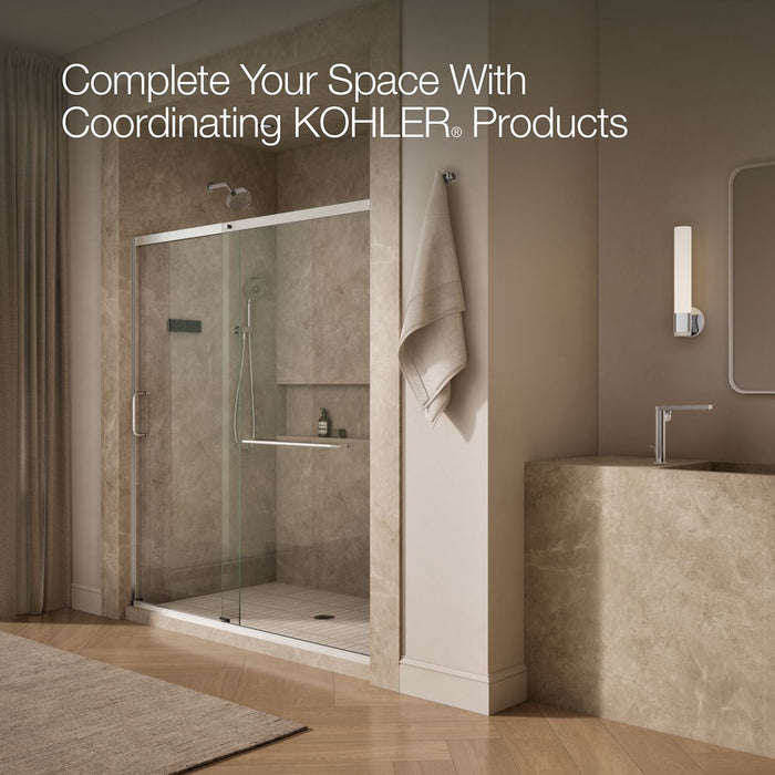 KOHLER K-707617-8L Elate Sliding shower door, 75-1/2" H x 68-1/4 - 71-5/8" W, with heavy 5/16" thick Crystal Clear glass,...