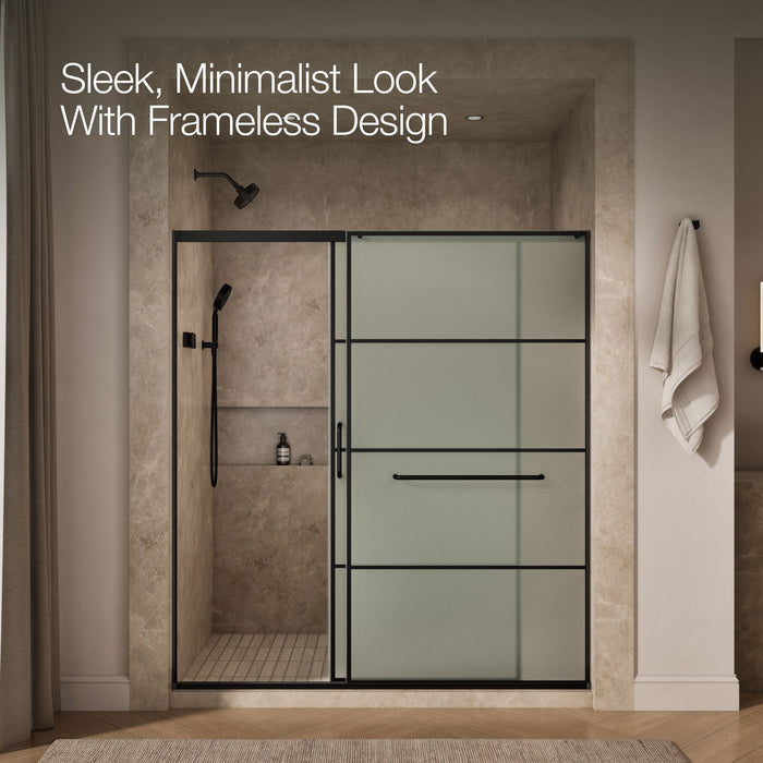 KOHLER K-707617-8G80 Elate Sliding shower door, 75-1/2" H x 68-1/4 - 71-5/8" W, with heavy 5/16" thick Frosted glass wit