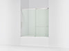 Kohler Elate Sliding bath door, 56-3/4" H x 56-1/4 - 59-5/8" W with heavy 5/16" thick Crystal Clear glass