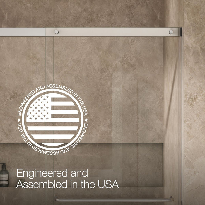 Kohler Elate Sliding bath door, 56-3/4" H x 56-1/4 - 59-5/8" W with heavy 5/16" thick Crystal Clear glass