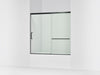 Kohler Elate Sliding bath door, 56-3/4" H x 56-1/4 - 59-5/8" W with heavy 5/16" thick Crystal Clear glass