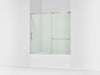 Kohler Elate Sliding bath door, 56-3/4" H x 56-1/4 - 59-5/8" W with heavy 5/16" thick Crystal Clear glass