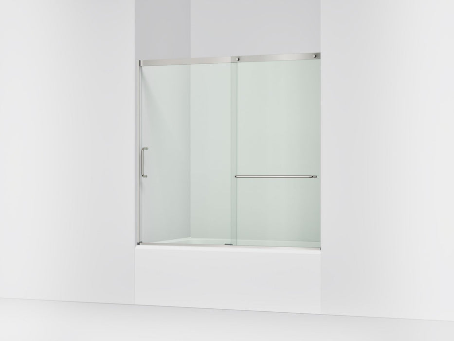 Kohler Elate Sliding bath door, 56-3/4" H x 56-1/4 - 59-5/8" W with heavy 5/16" thick Crystal Clear glass