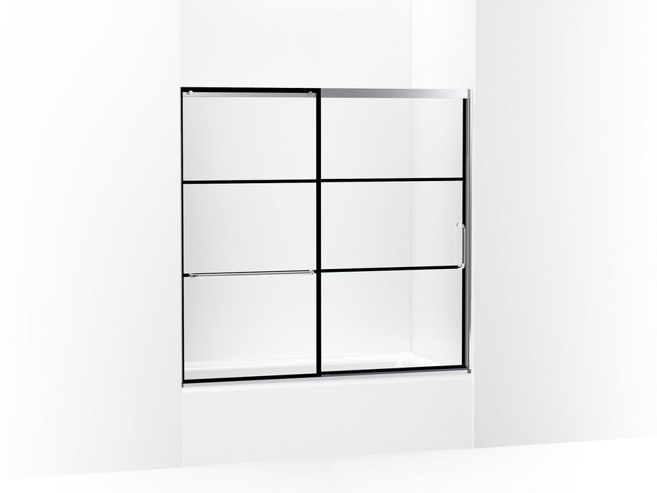 KOHLER K-707618-8G79 Elate Sliding bath door, 56-3/4" H x 56-1/4 - 59-5/8" W with heavy 5/16" thick Crystal Clear glass 