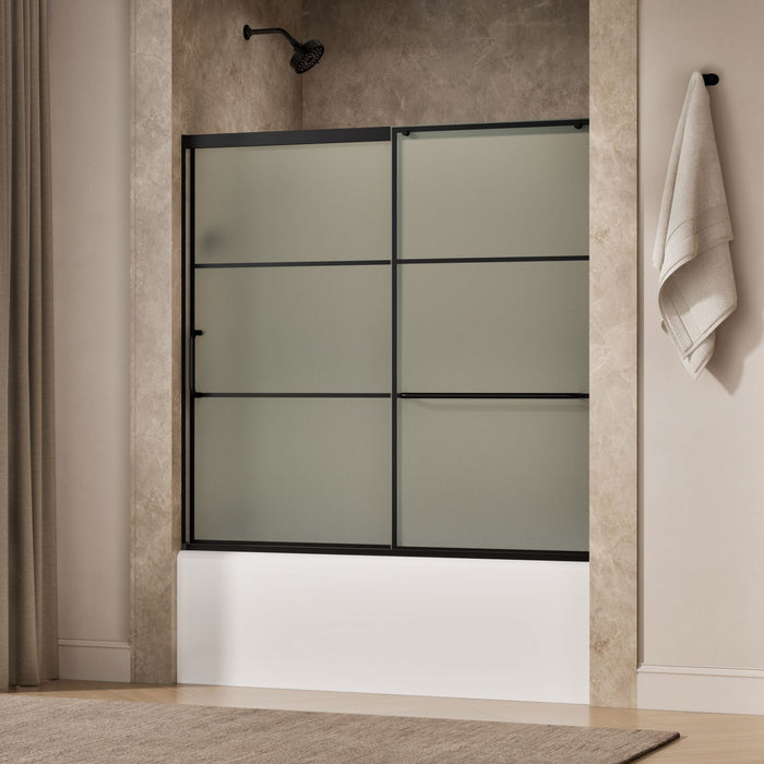KOHLER K-707618-8G80 Elate Sliding bath door, 56-3/4" H x 56-1/4 - 59-5/8" W with heavy 5/16" thick Frosted glass with r