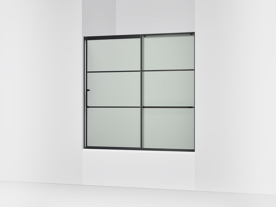 KOHLER K-707618-8G80 Elate Sliding bath door, 56-3/4" H x 56-1/4 - 59-5/8" W with heavy 5/16" thick Frosted glass with r