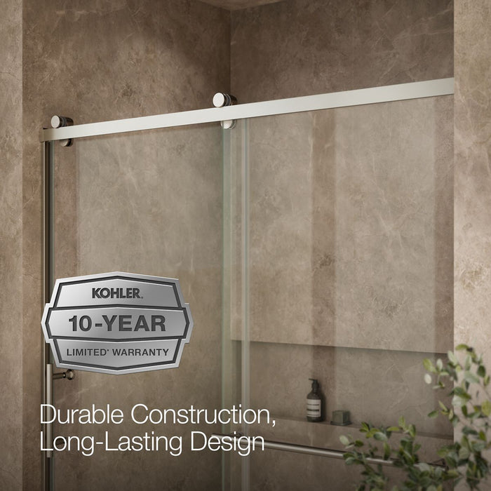 Kohler Rely 77" H sliding shower door with 3/8"-thick glass