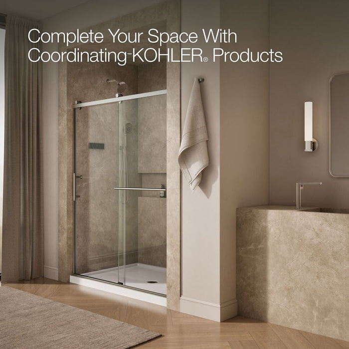 Kohler Rely 77" H sliding shower door with 3/8"-thick glass